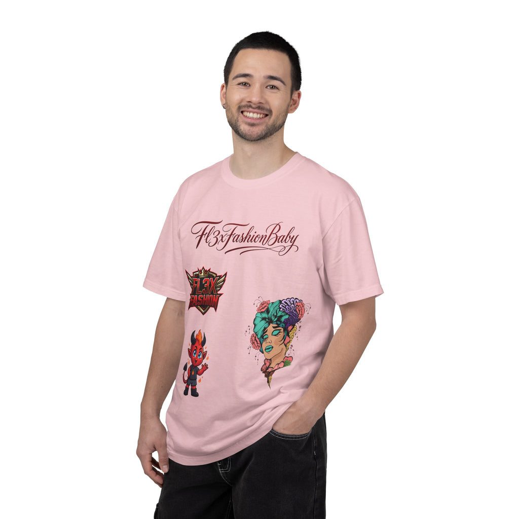 Artistic Floral Portrait T-Shirt — 'Fl3xFashionBaby' Graphic Tee