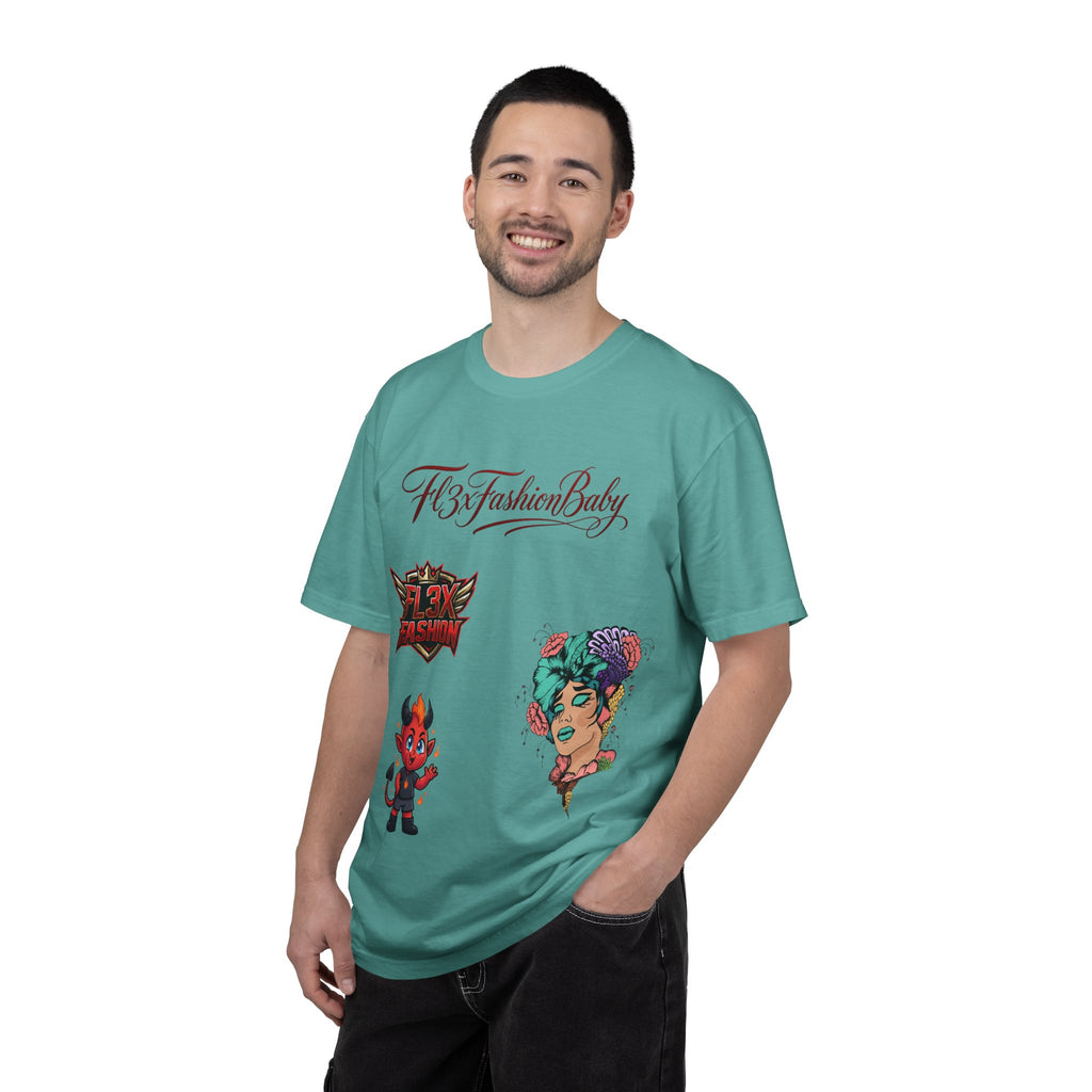 Artistic Floral Portrait T-Shirt — 'Fl3xFashionBaby' Graphic Tee