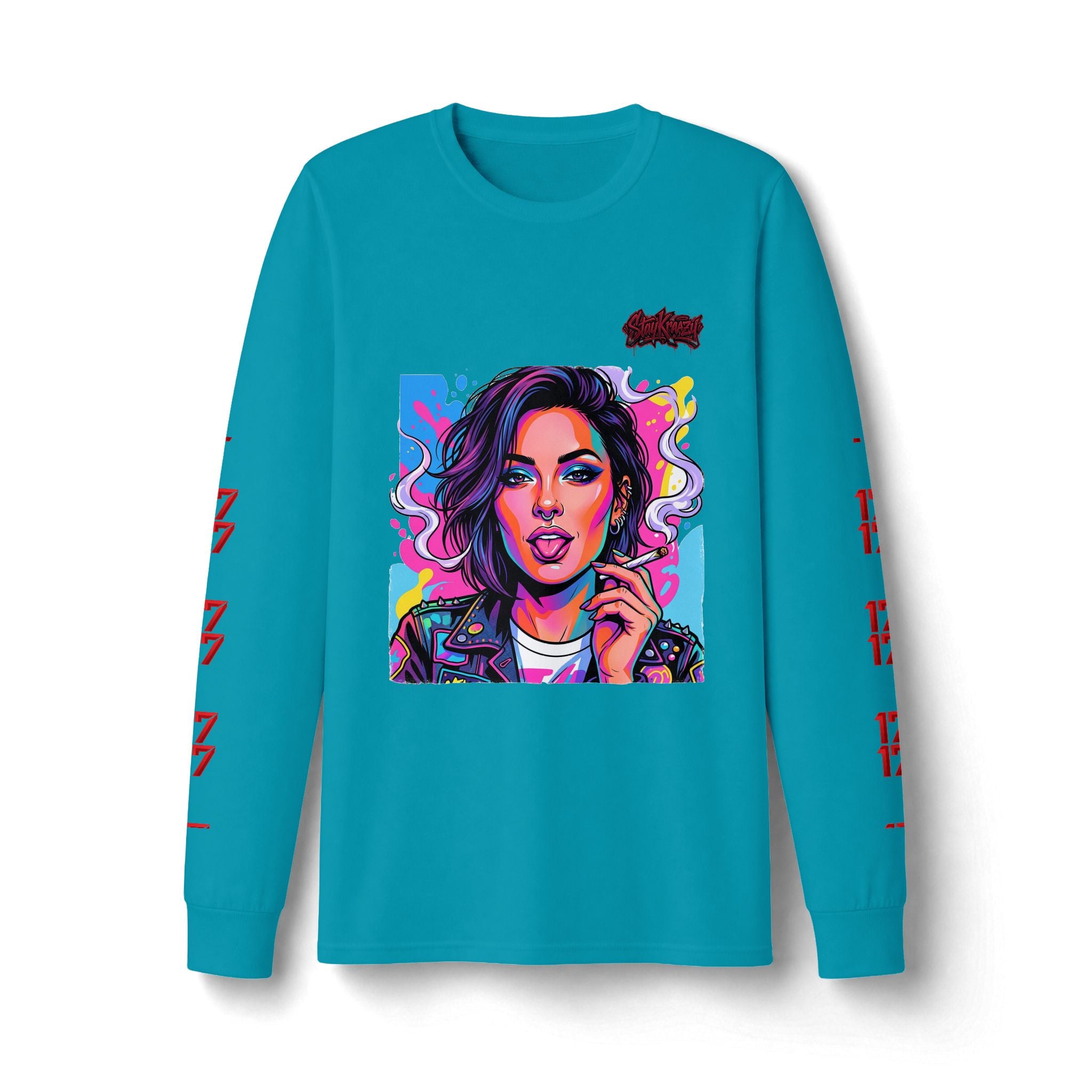 Long Sleeve Tee — Neon Pop Portrait Graphic