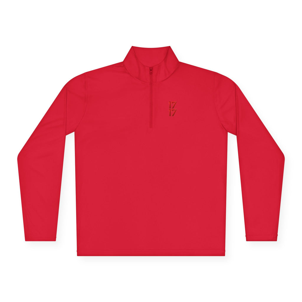 Quarter-Zip Pullover — Minimal Red '17' Logo Athletic Pullover