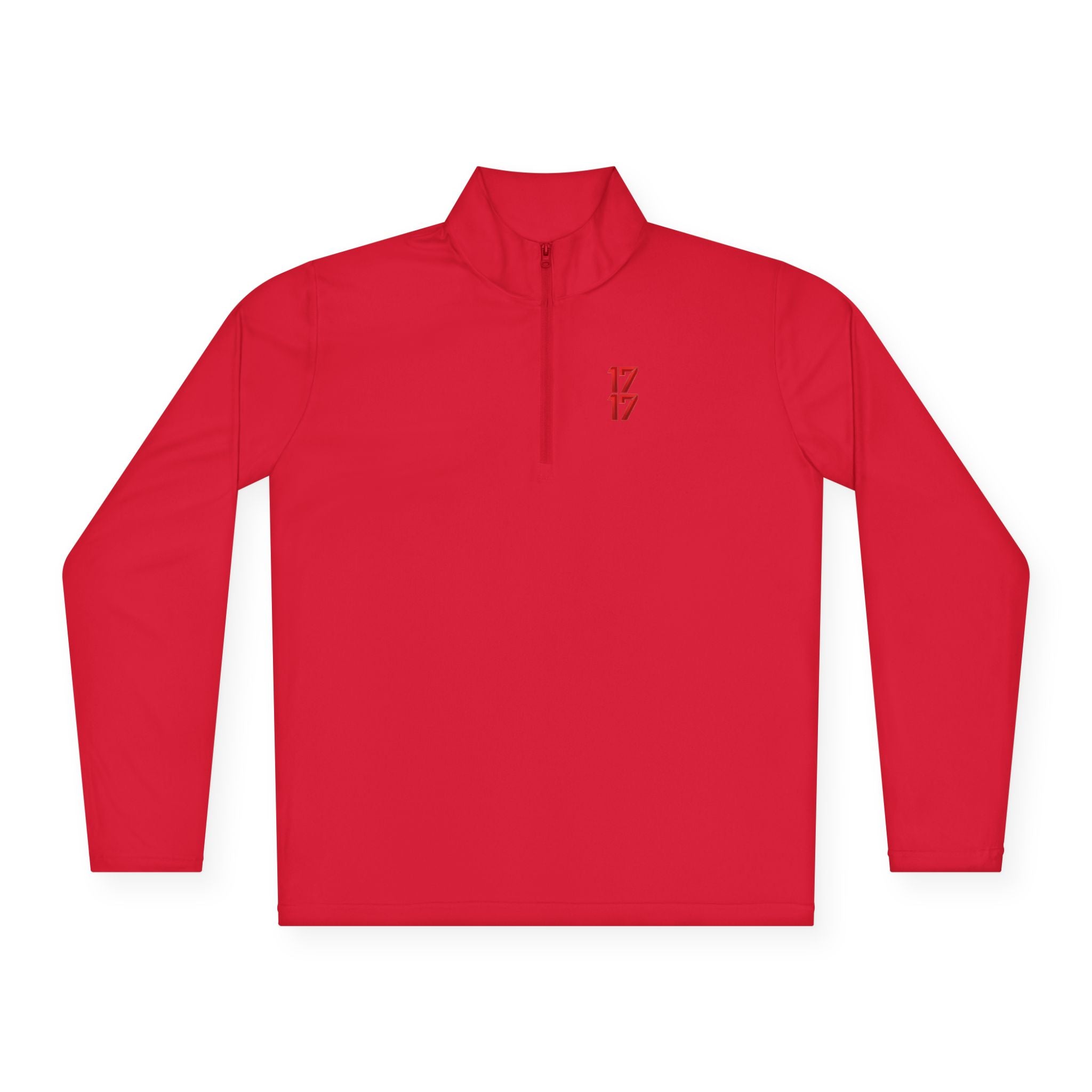 Quarter-Zip Pullover — Minimal Red '17' Logo Athletic Pullover