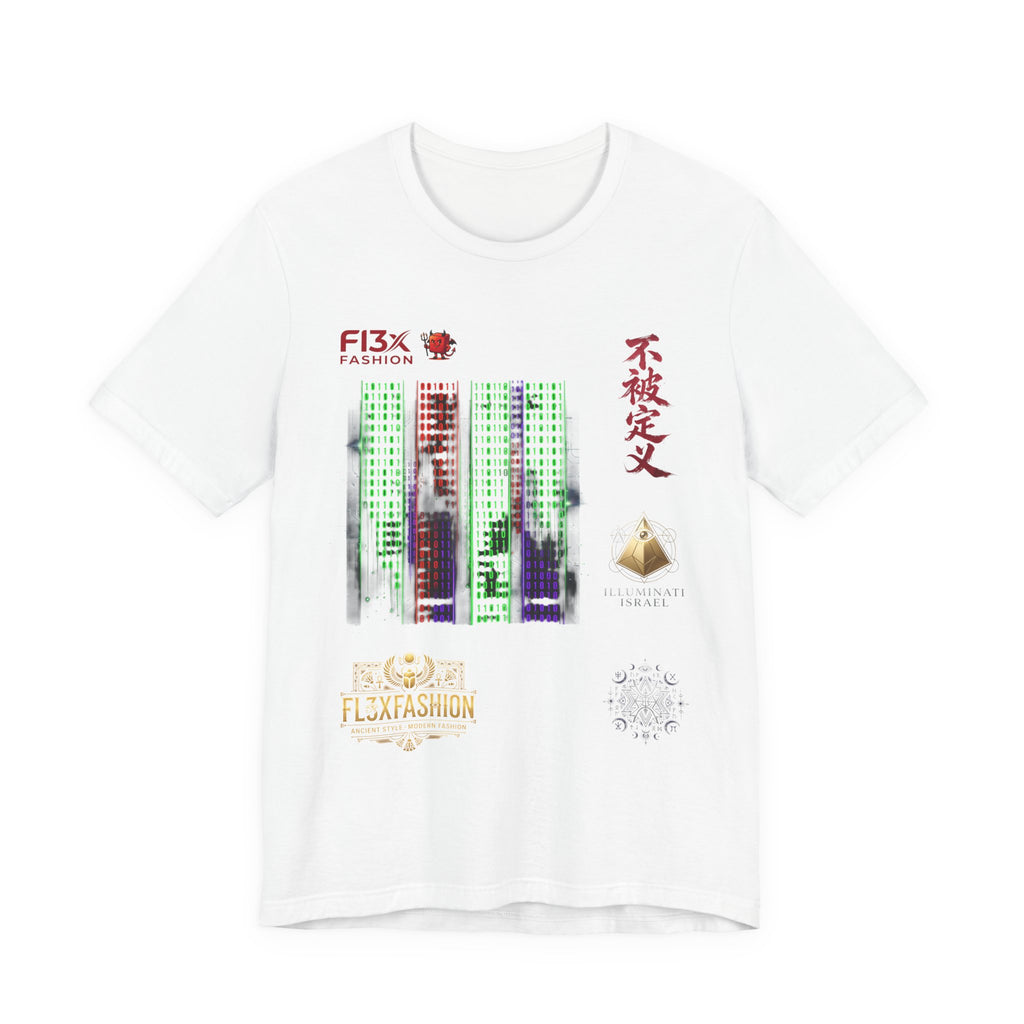 Abstract Cyber City Graphic Tee — 'Unclassified' Kanji Urban Tech T-Shirt