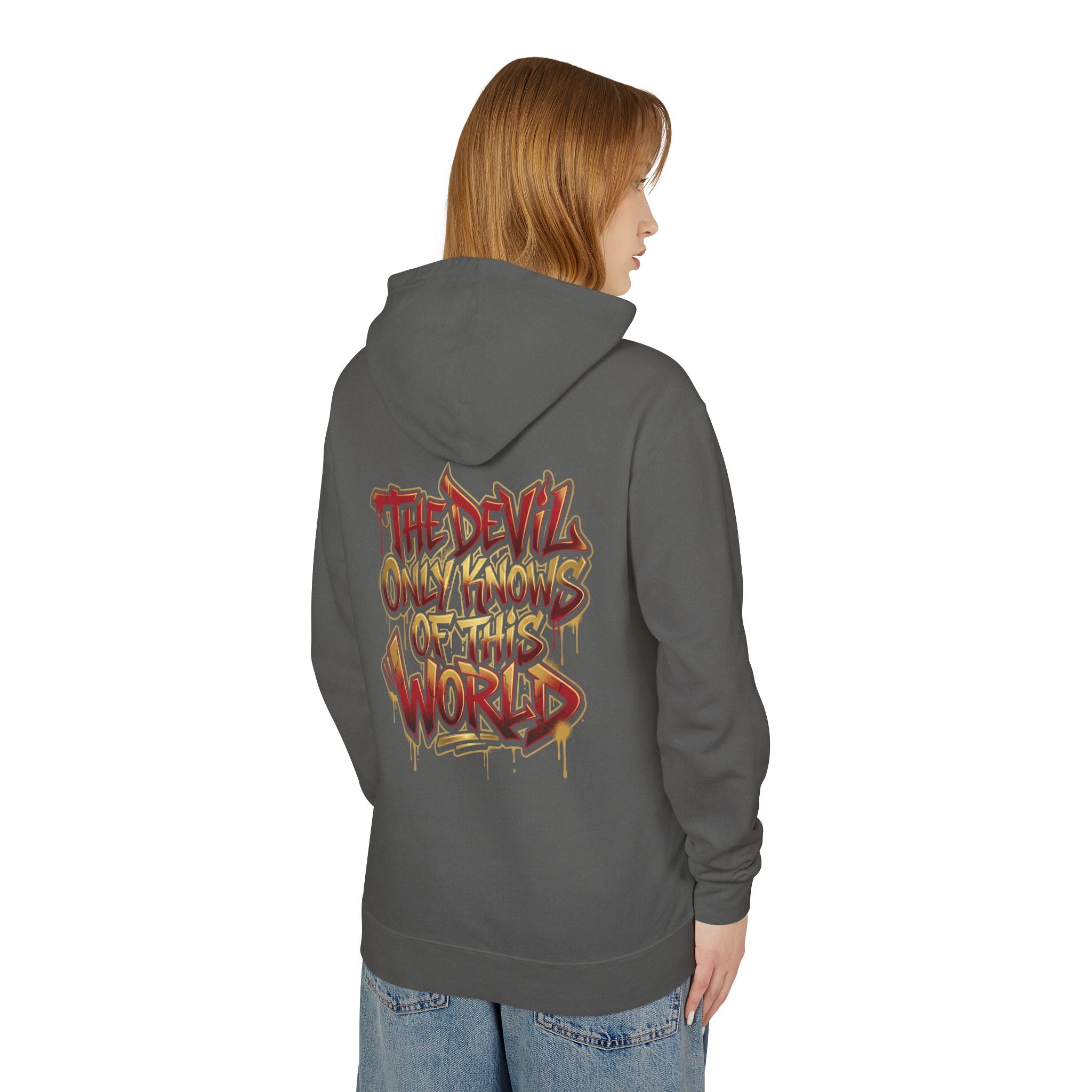 Devil Graphic Hoodie — "The Devil Only Knows of This World" Streetwear Sweatshirt