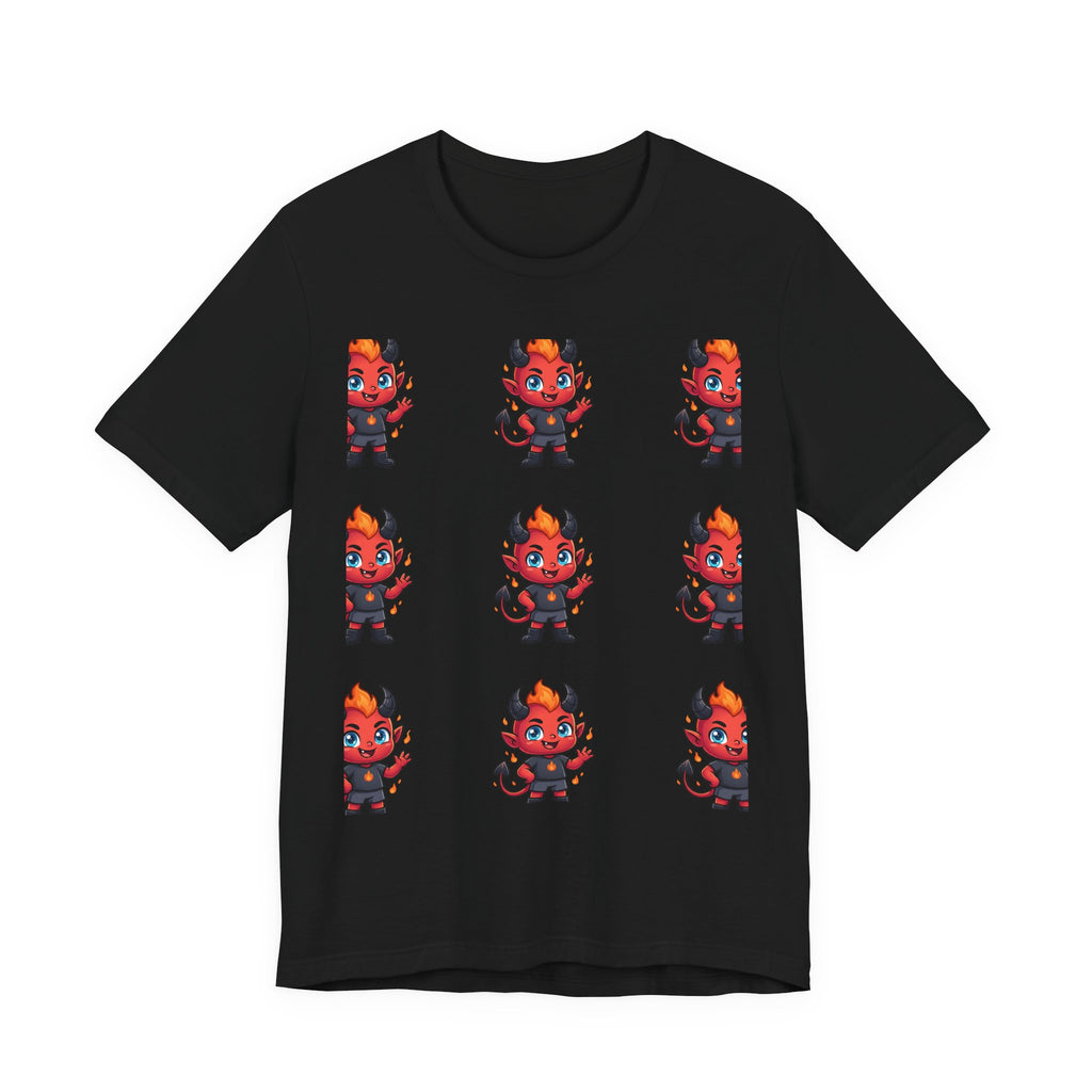 Cute Red Devil Pattern Tee — Kawaii Devil Graphic T-Shirt