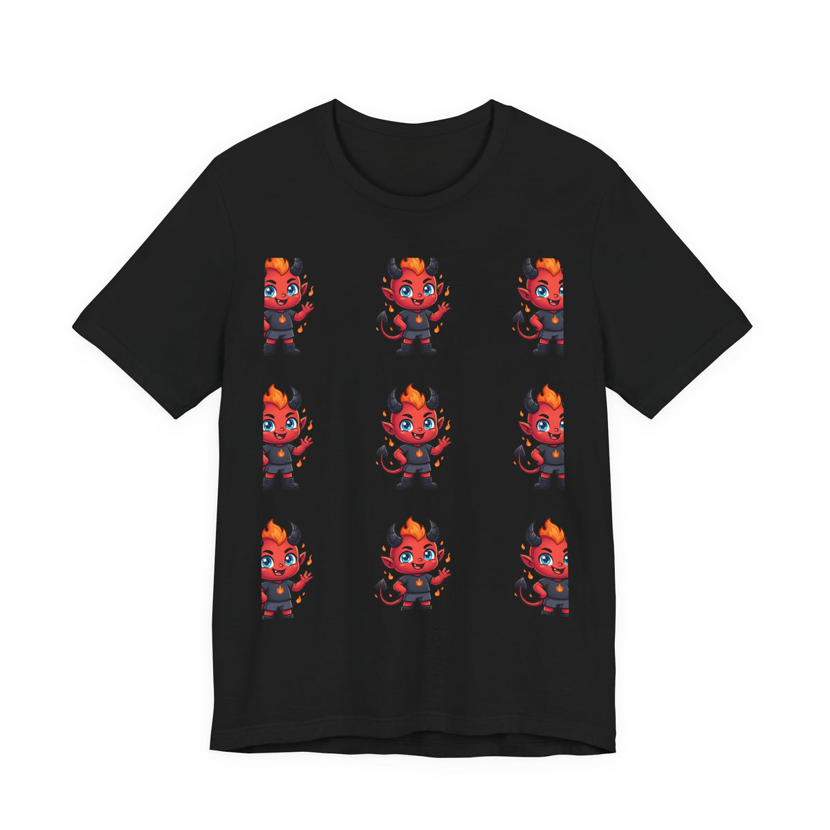 Cute Red Devil Pattern Tee — Kawaii Devil Graphic T-Shirt