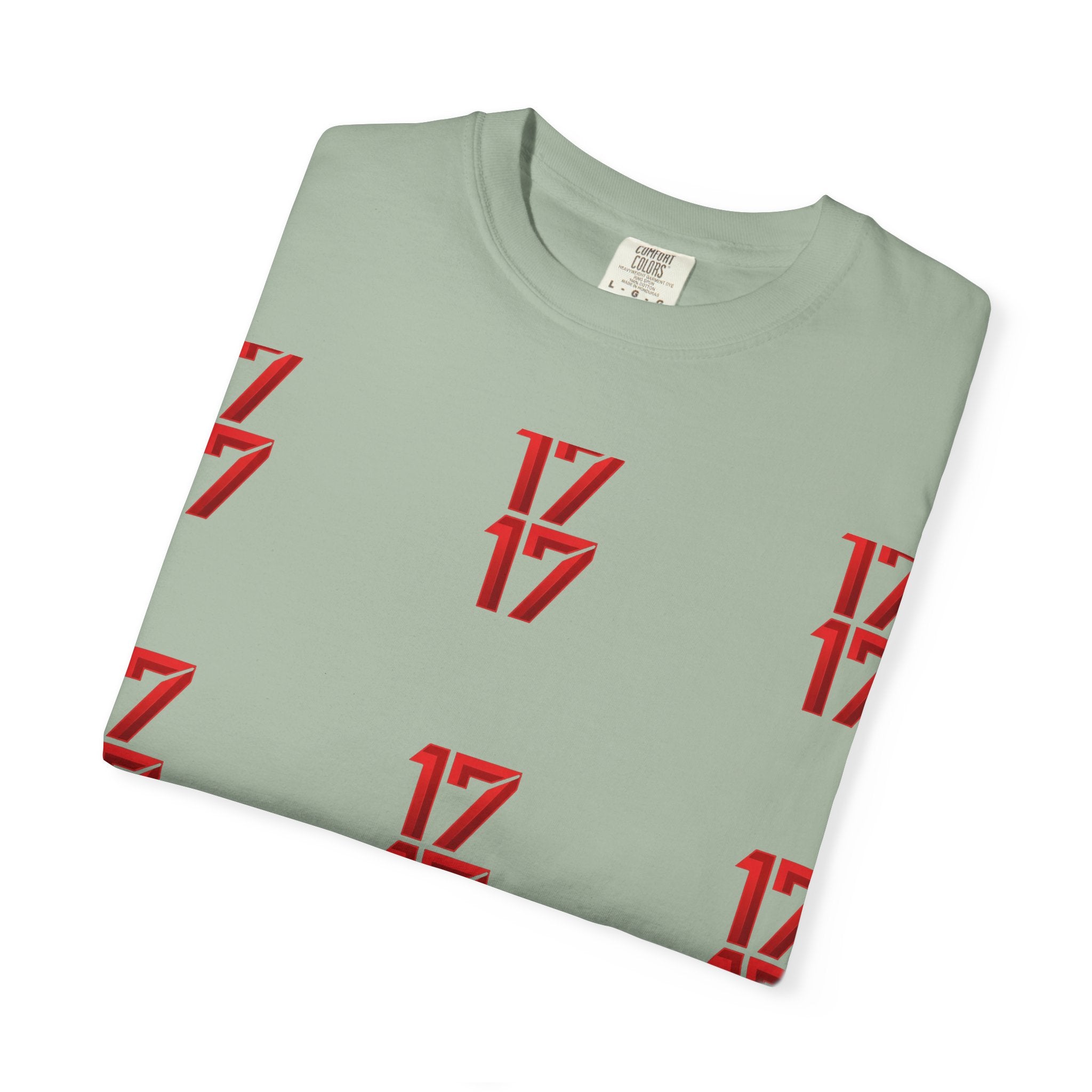 17 Pattern Graphic T-Shirt — Repeating Red Logo Tee