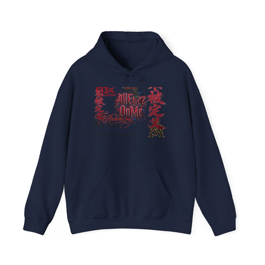 Graphic Hoodie — Asian Calligraphy & Red Ink Street Art Design