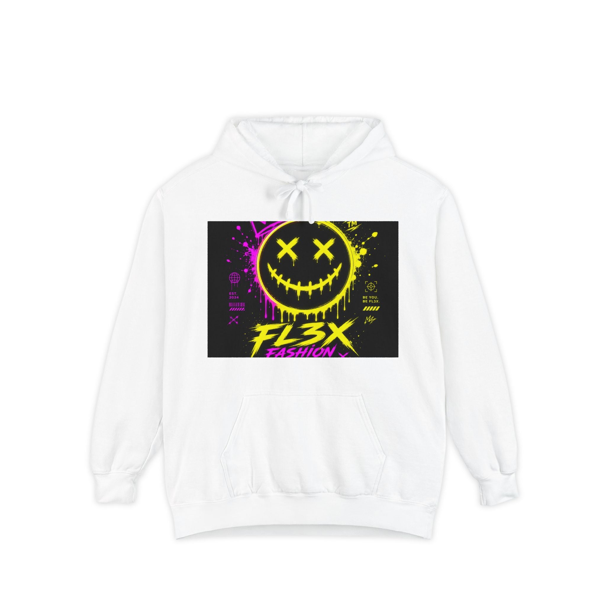 Graffiti Smiley Hoodie — FL3X Neon Streetwear Pullover