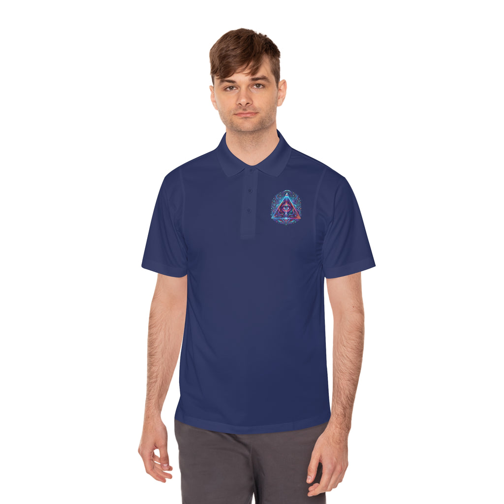 Men's Polo Shirt — Mystic All-Seeing Eye Triangle Design with 17/17 Accent