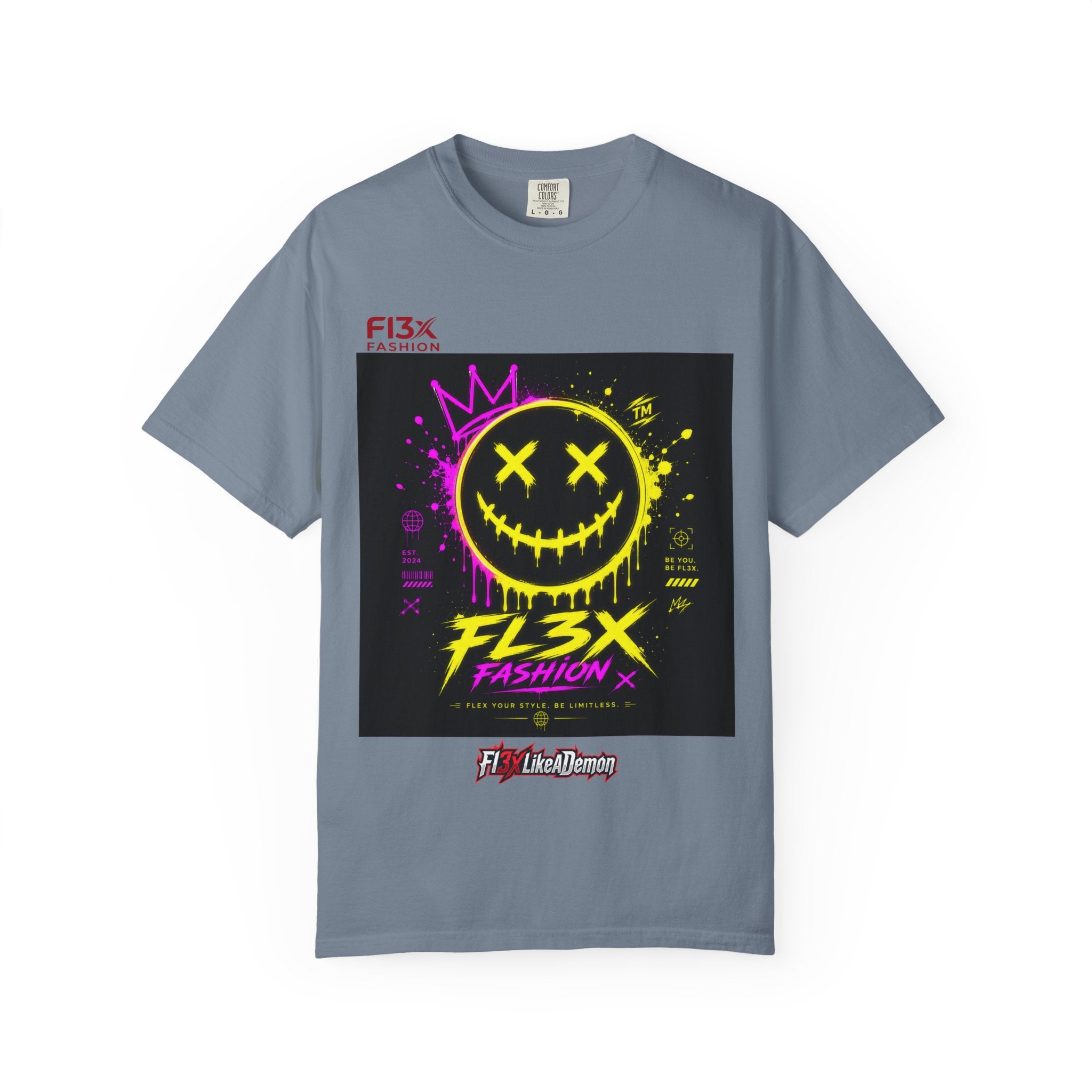Graphic Tee — Neon Graffiti Smiley "FL3X Fashion"