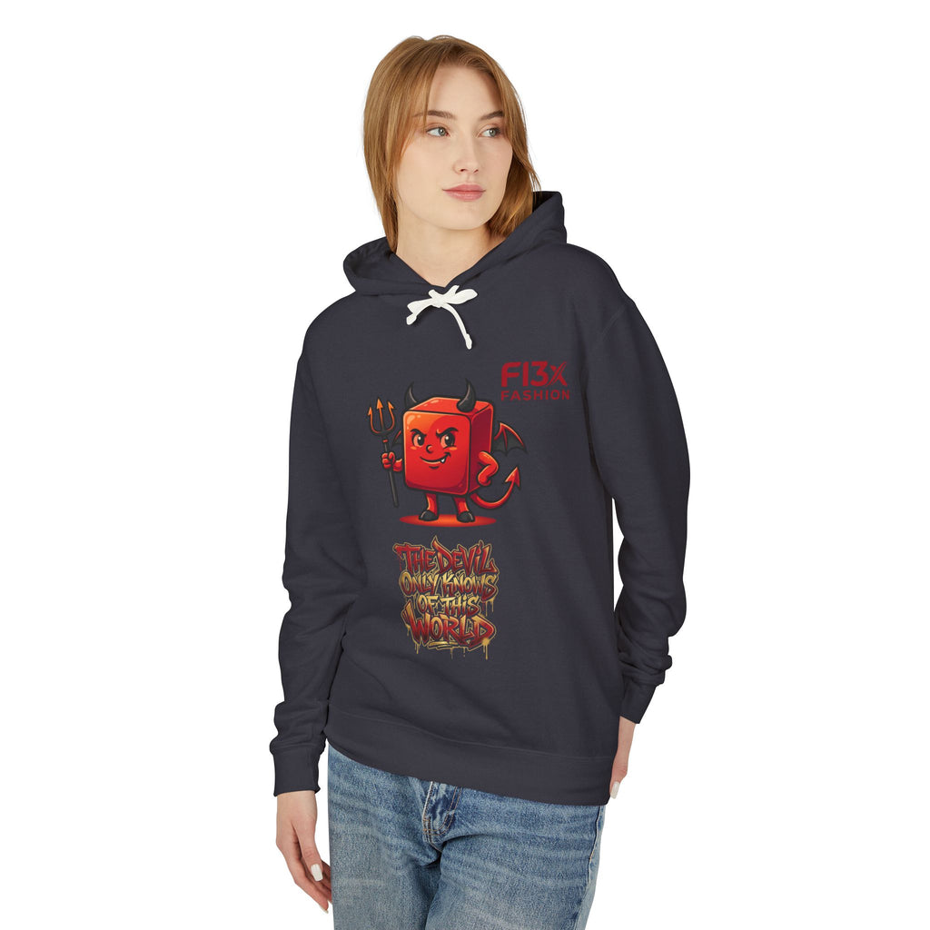 Devil Graphic Hoodie — "The Devil Only Knows of This World" Streetwear Sweatshirt