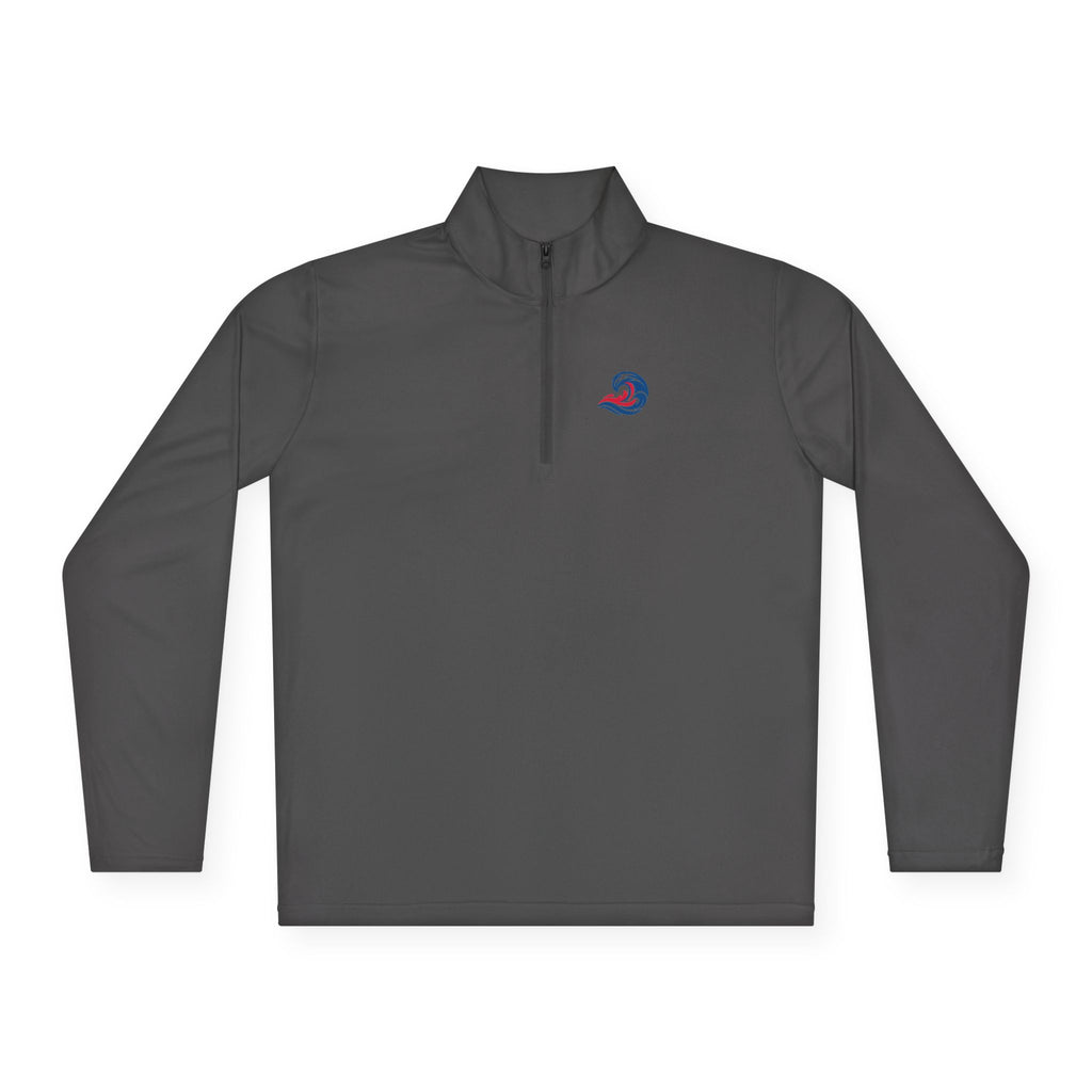 Quarter-Zip Pullover — Coastal Wave Logo Pullover with Back Graphic