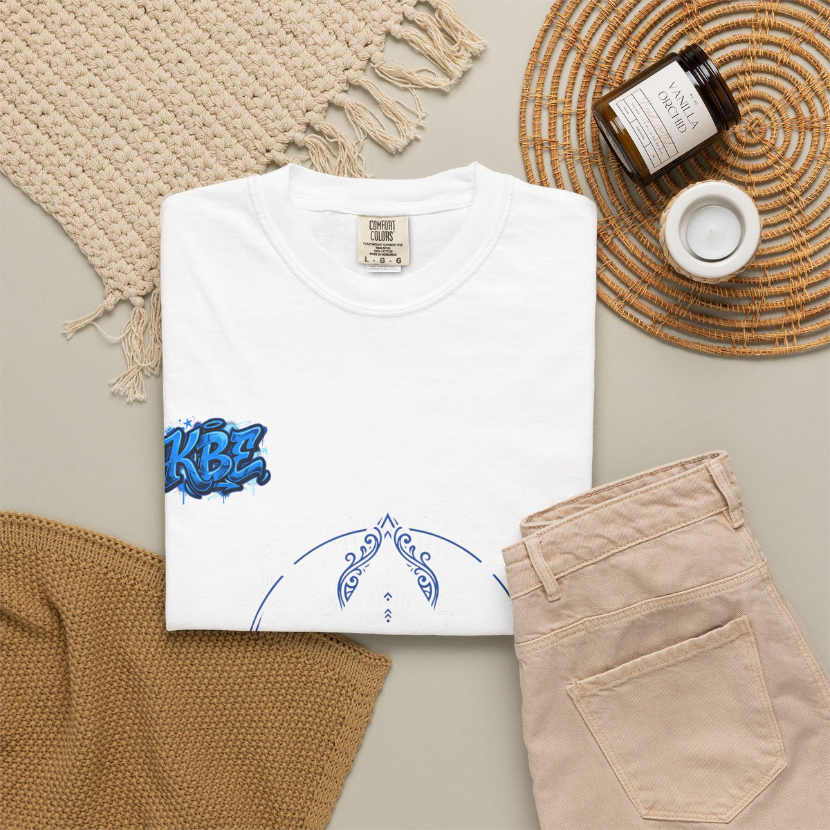 T-Shirt — Blue Geometric Mandala Bandana Graphic