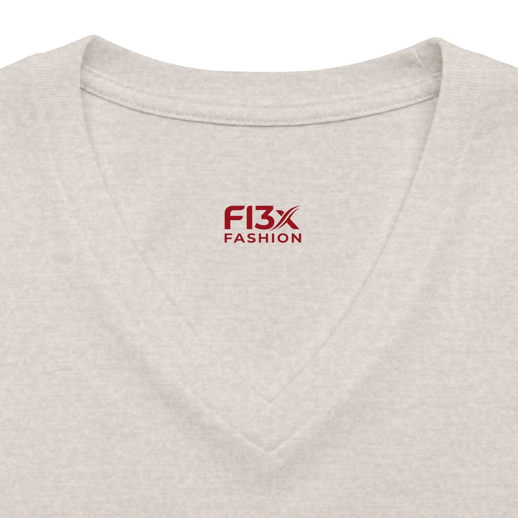 Women's V-Neck Tee — 'F13x Fashion' Floral Logo & Devil Graphic