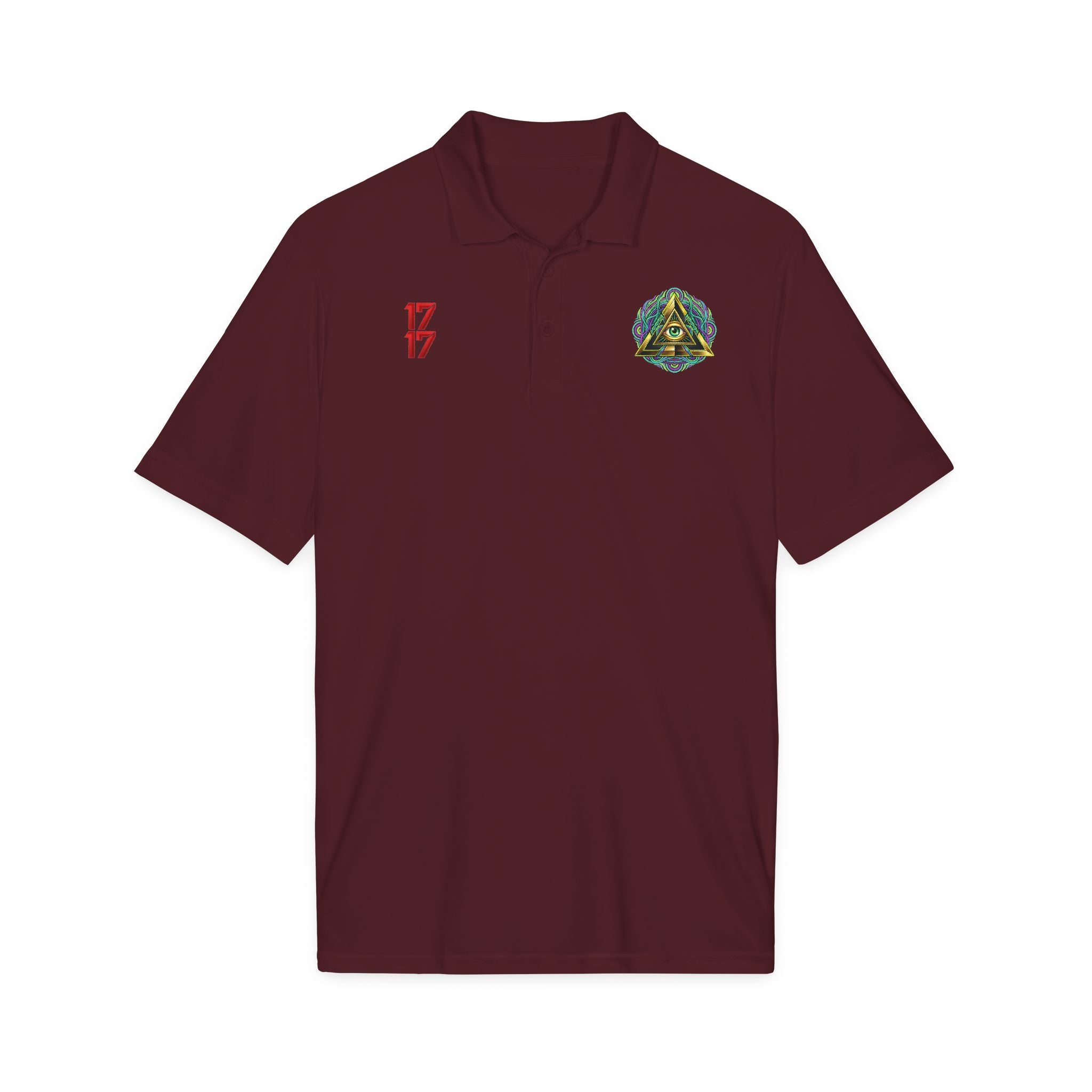 Embroidered Triangle Eye Polo Shirt — 1717 Logo Performance Golf Polo
