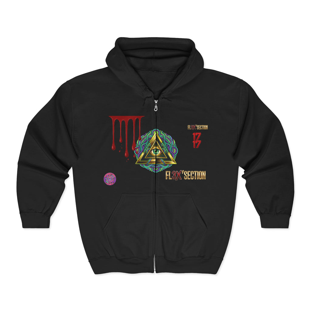 All-Seeing Eye Zip Hoodie — Psychedelic Geometric Graphic Sweatshirt
