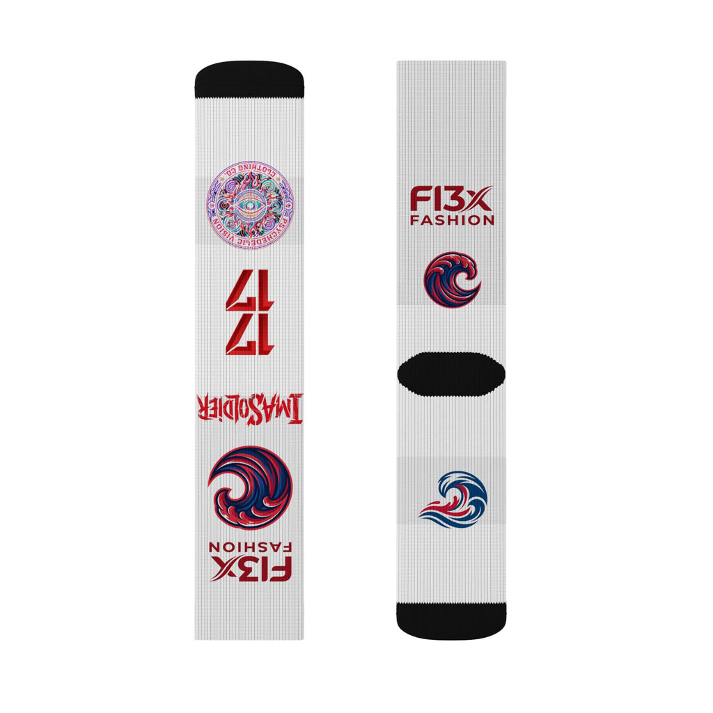 Custom Sublimation Logo Socks — F13X Fashion Branded Crew Socks