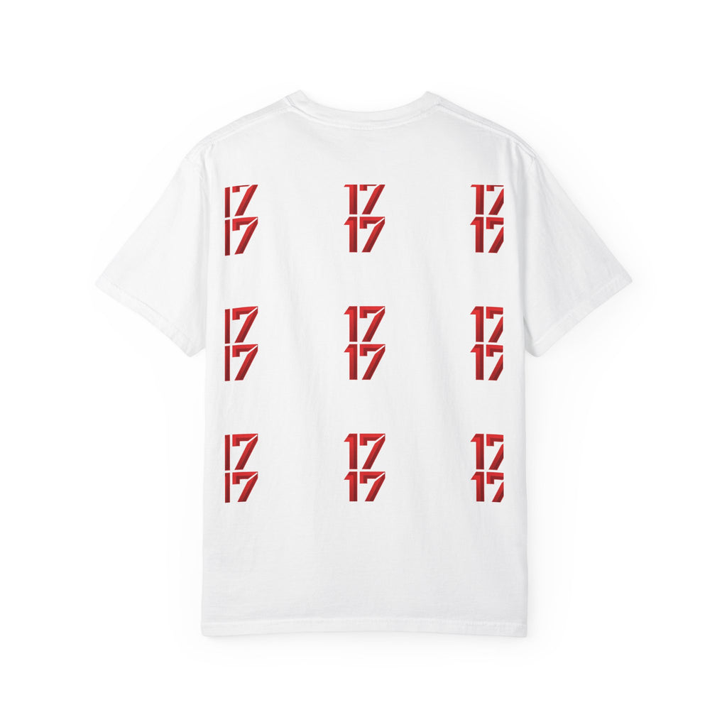 17 Pattern Graphic T-Shirt — Repeating Red Logo Tee