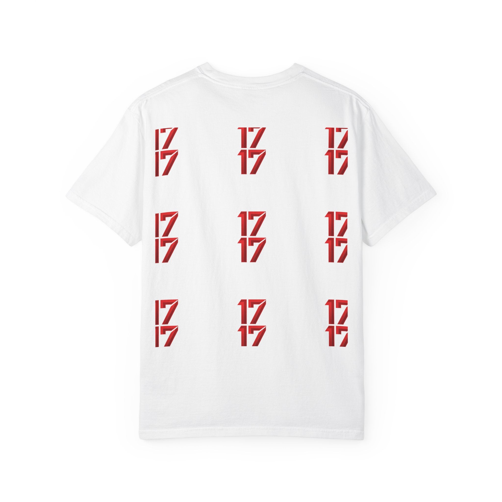 17 Pattern Graphic T-Shirt — Repeating Red Logo Tee