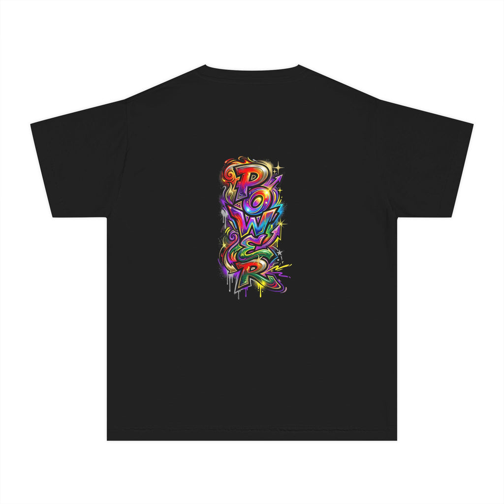 Youth Tee - Colorful 'Power' Graffiti Vertical Graphic