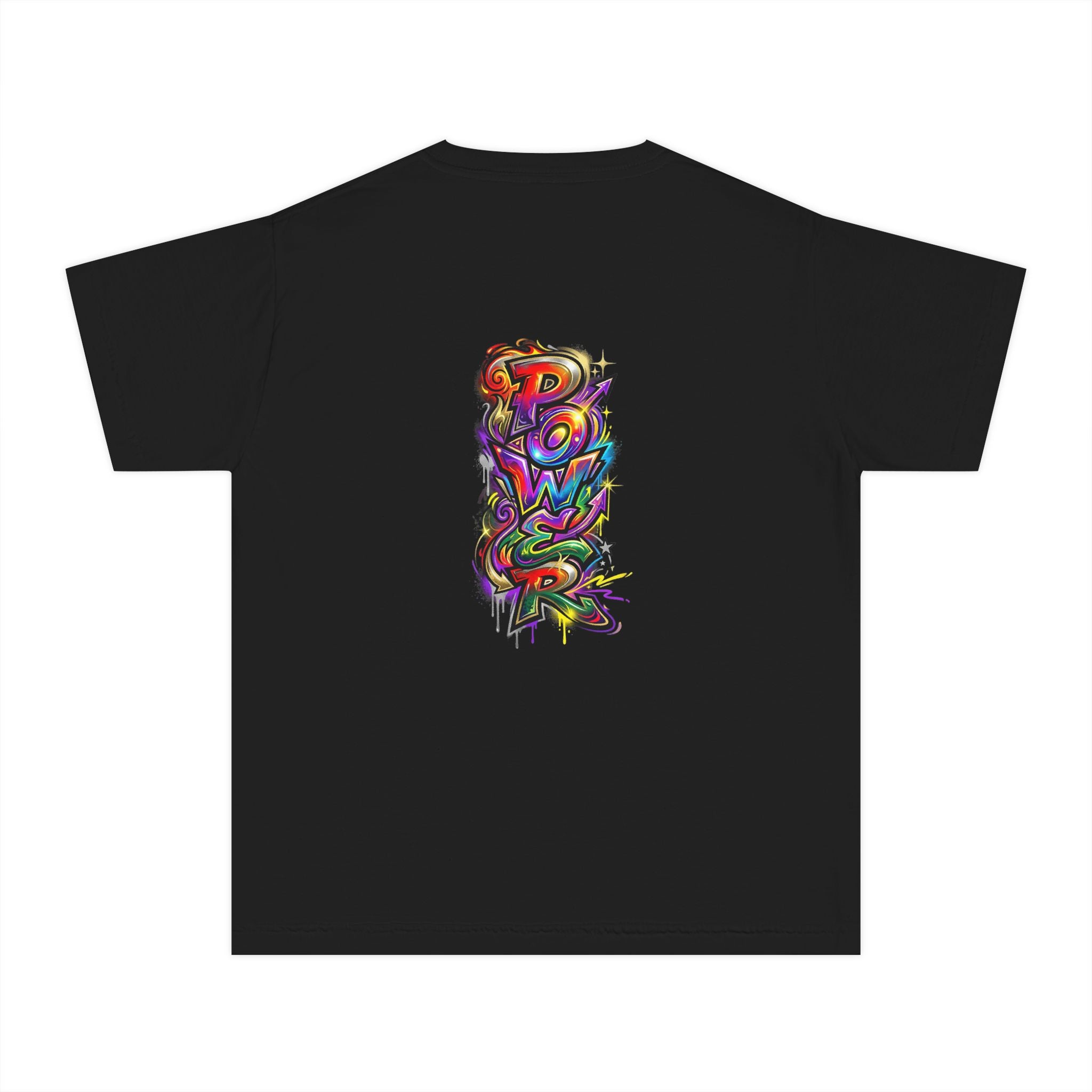 Youth Tee - Colorful 'Power' Graffiti Vertical Graphic