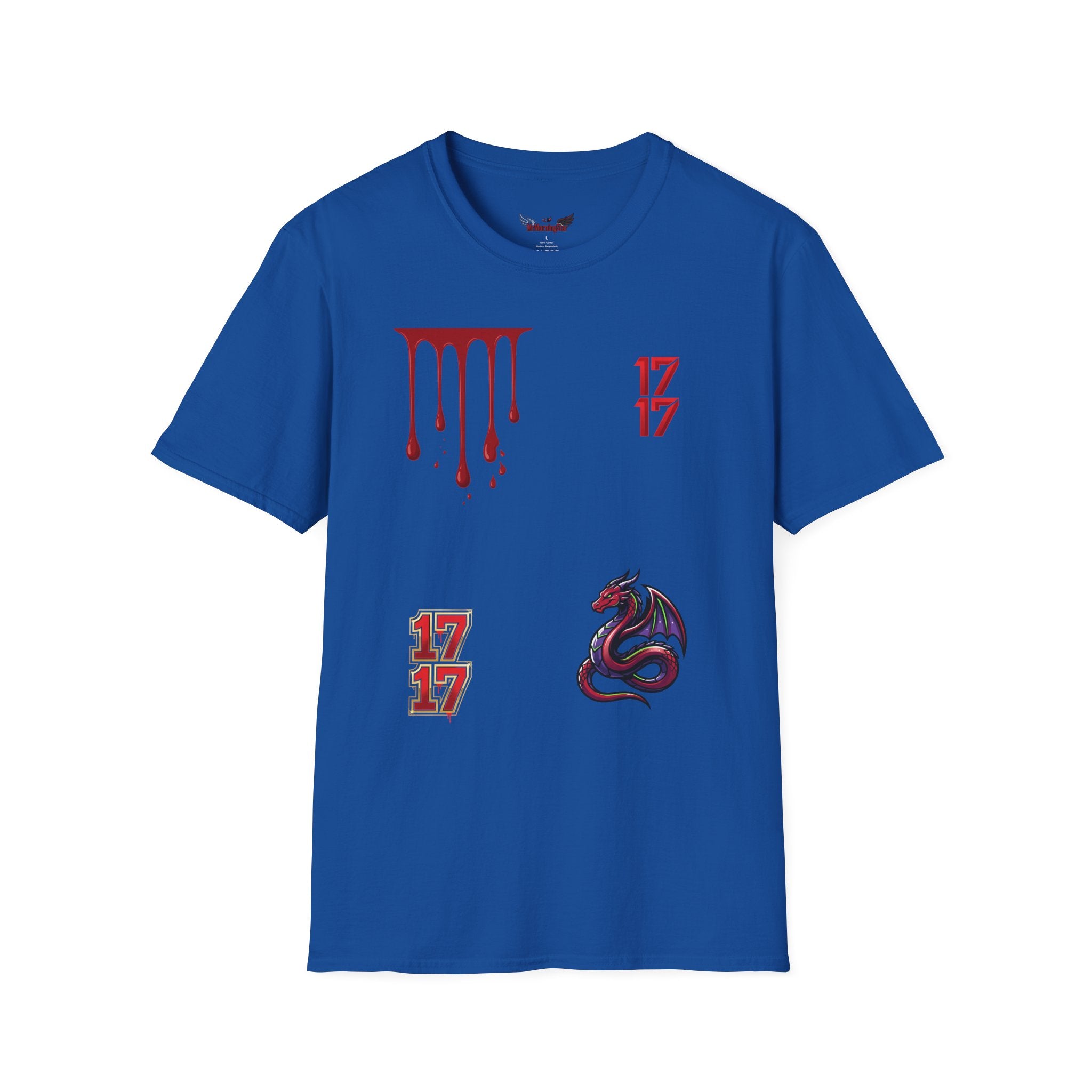 Graphic T-Shirt — Dripping Blood & 17/17 Snake Design