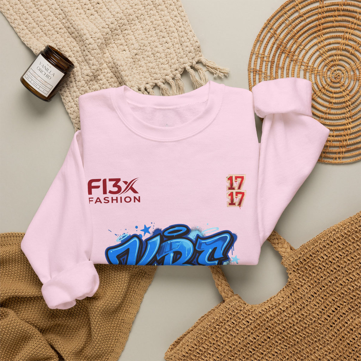 KBZ Graffiti Crewneck Sweatshirt – Streetwear Pullover with Blue Urban Tag Design
