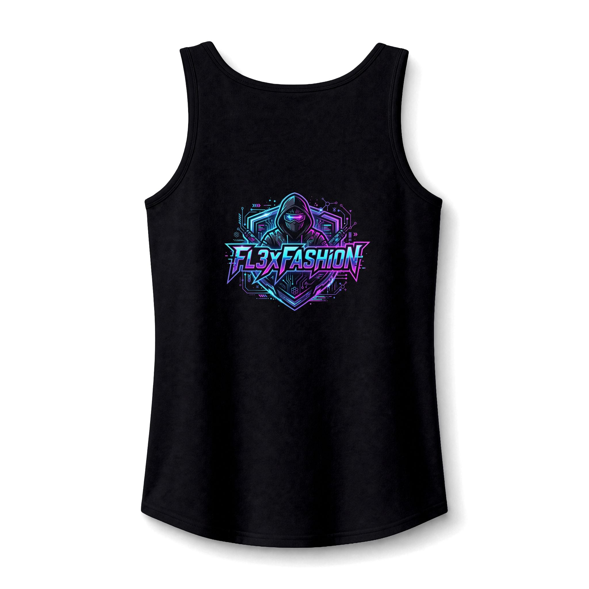 Graphic Gamer Hoodie Tank — 'Flex Fashion' Neon Gamer Logo Women's Tank