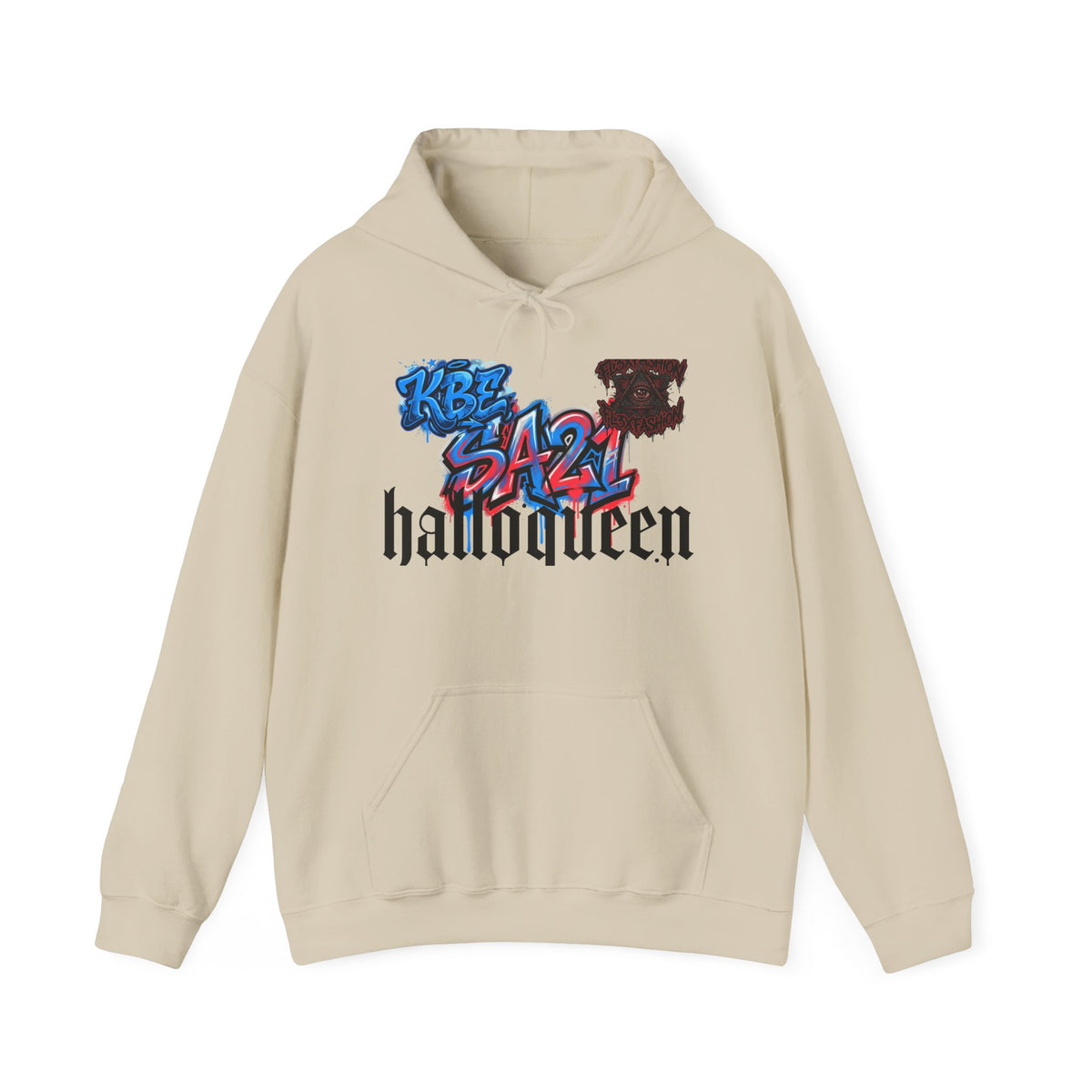 Halloween Graffiti Hoodie — "halloween" Gothic Script with Colorful Street Art