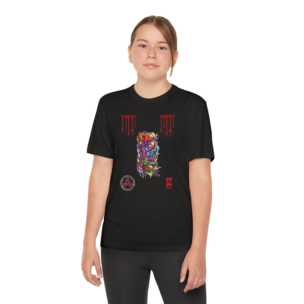 Youth Competitor Tee — Colorful Graffiti Anarchy Graphic T-Shirt