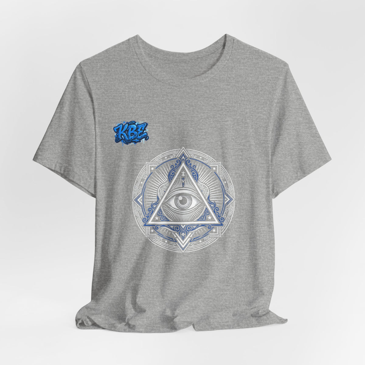 Mystic Moon Mandala Tee — Blue Crescent Graphic T-Shirt