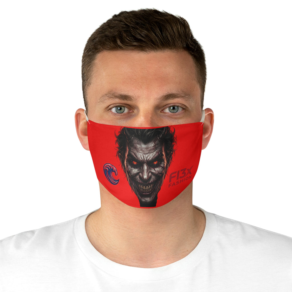 Sinister Joker Face Mask - Red Horror Graphic Fabric Mask