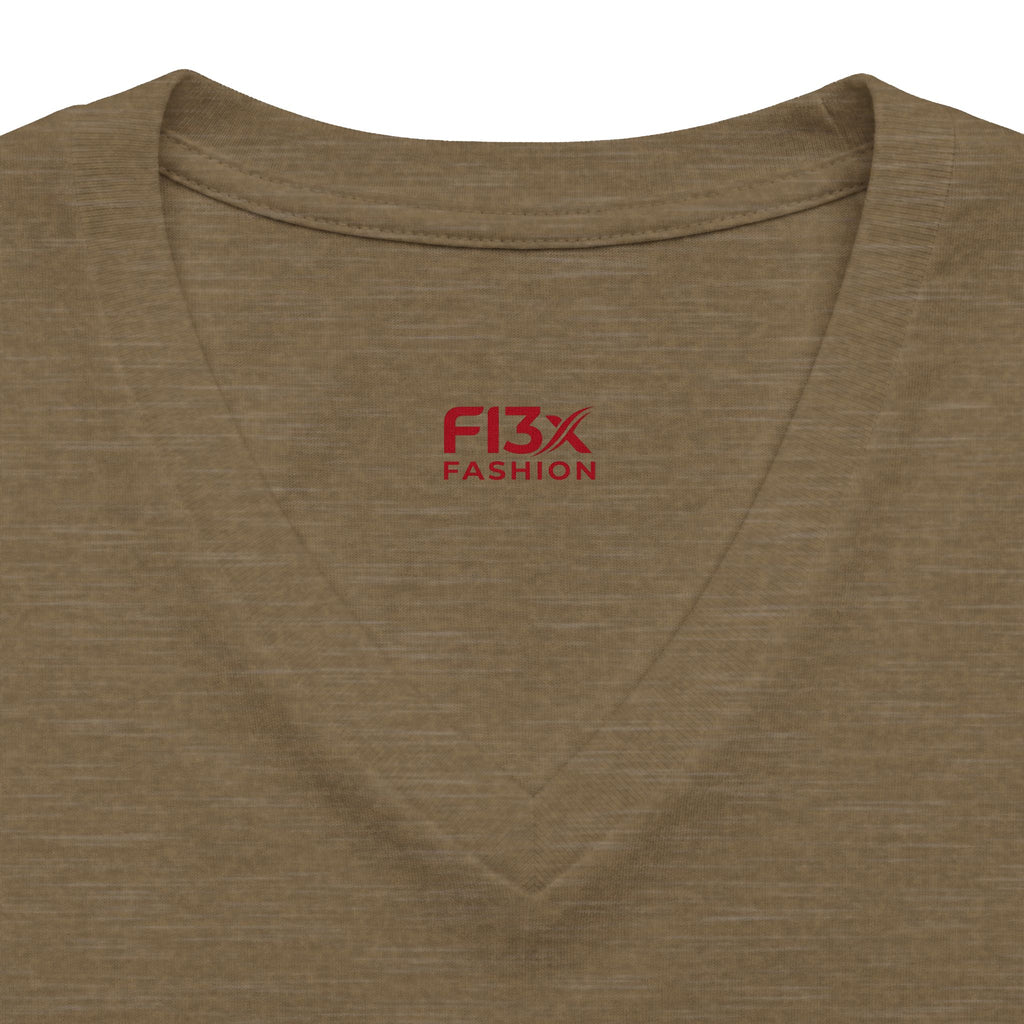 Women's V-Neck Tee — 'F13x Fashion' Floral Logo & Devil Graphic