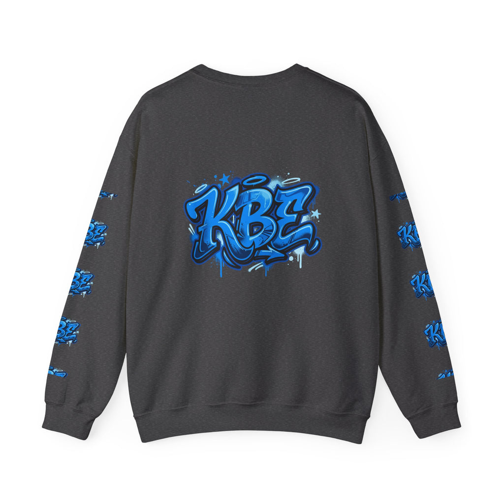 KBZ Graffiti Crewneck Sweatshirt – Streetwear Pullover with Blue Urban Tag Design