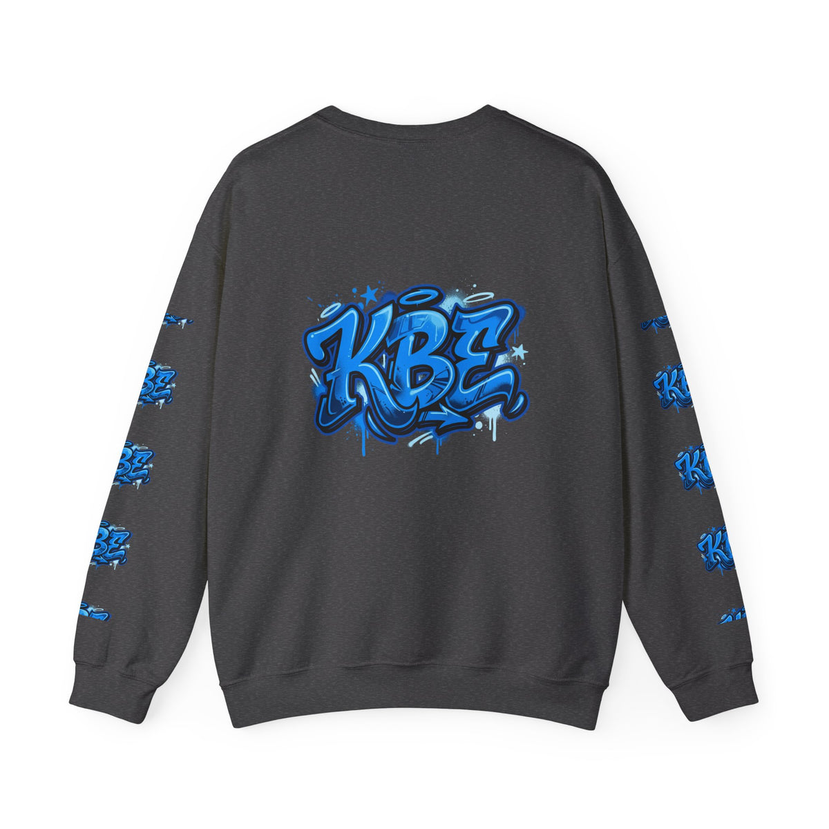 KBZ Graffiti Crewneck Sweatshirt – Streetwear Pullover with Blue Urban Tag Design