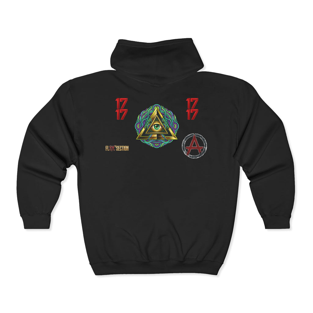 All-Seeing Eye Zip Hoodie — Psychedelic Geometric Graphic Sweatshirt
