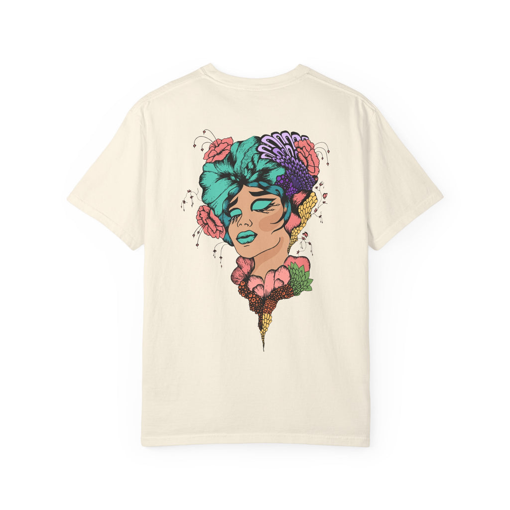 Artistic Floral Portrait T-Shirt — 'Fl3xFashionBaby' Graphic Tee
