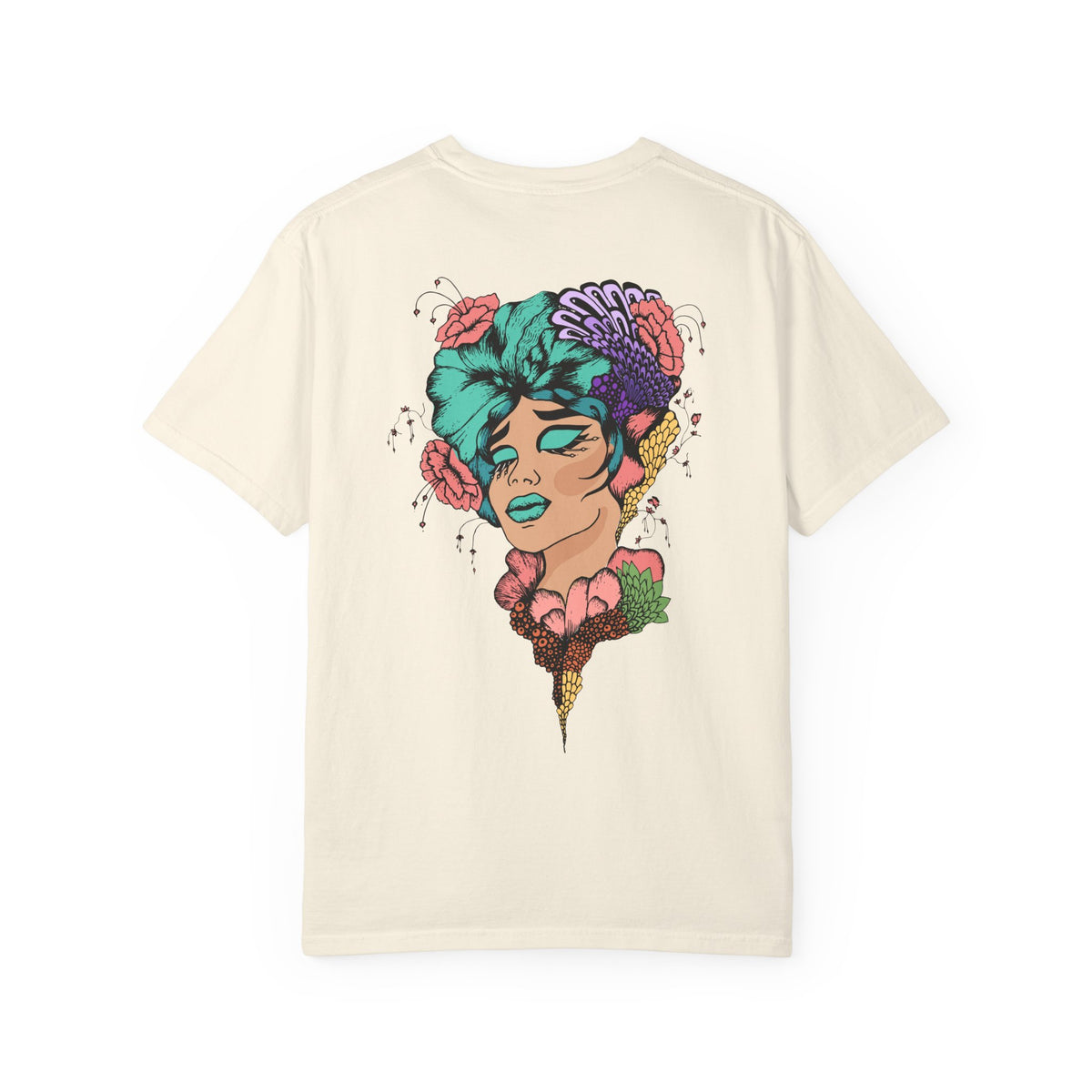 Artistic Floral Portrait T-Shirt — 'Fl3xFashionBaby' Graphic Tee