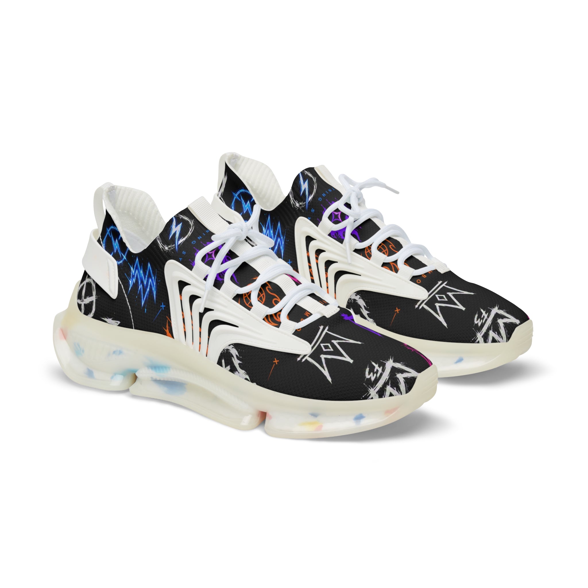 Men's Mesh Sneakers — Streetwear Graffiti Crown Print Athletic Shoes