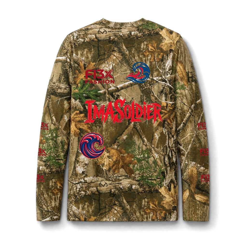 Camo Long Sleeve Pocket Tee — 'IMA SOLDIER' Graphic Hunting Shirt