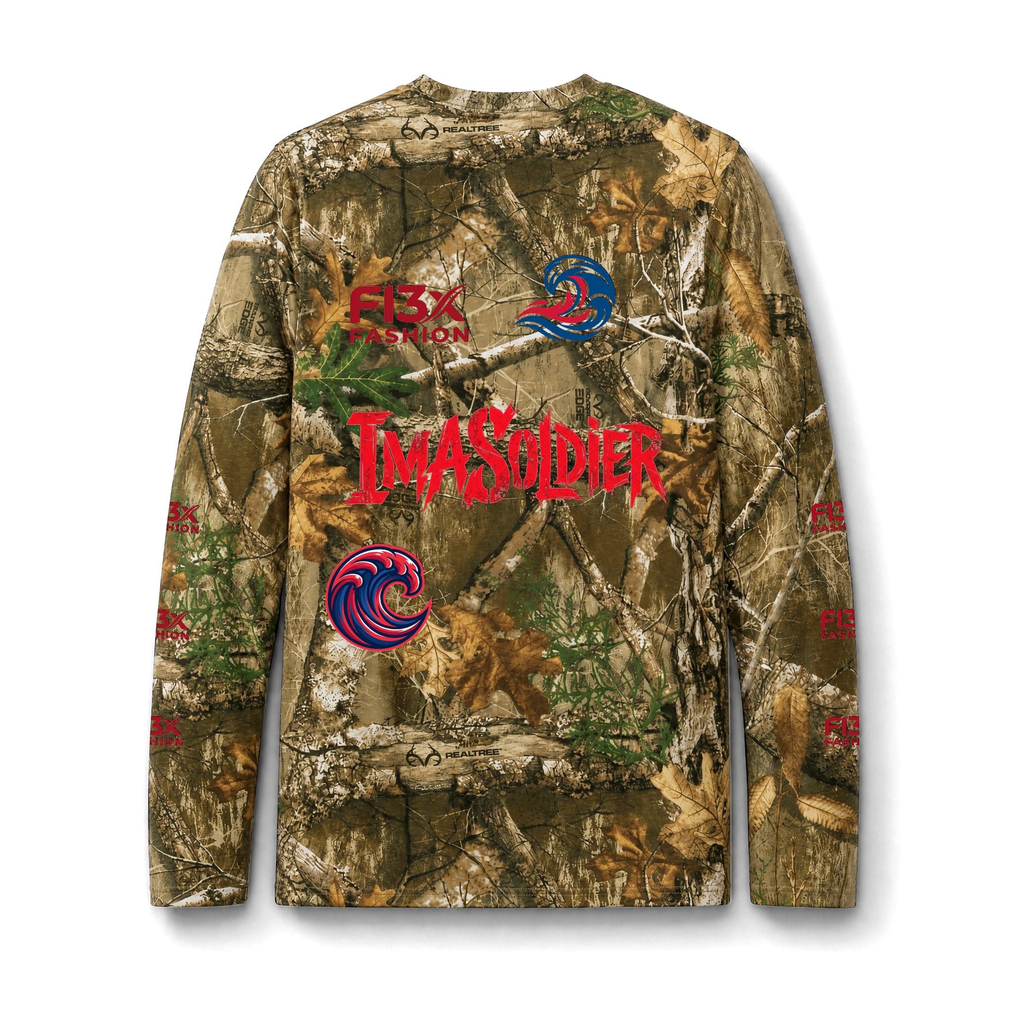 Camo Long Sleeve Pocket Tee — 'IMA SOLDIER' Graphic Hunting Shirt