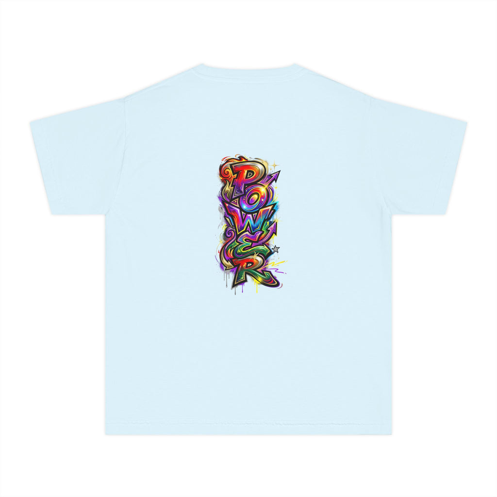 Youth Tee - Colorful 'Power' Graffiti Vertical Graphic
