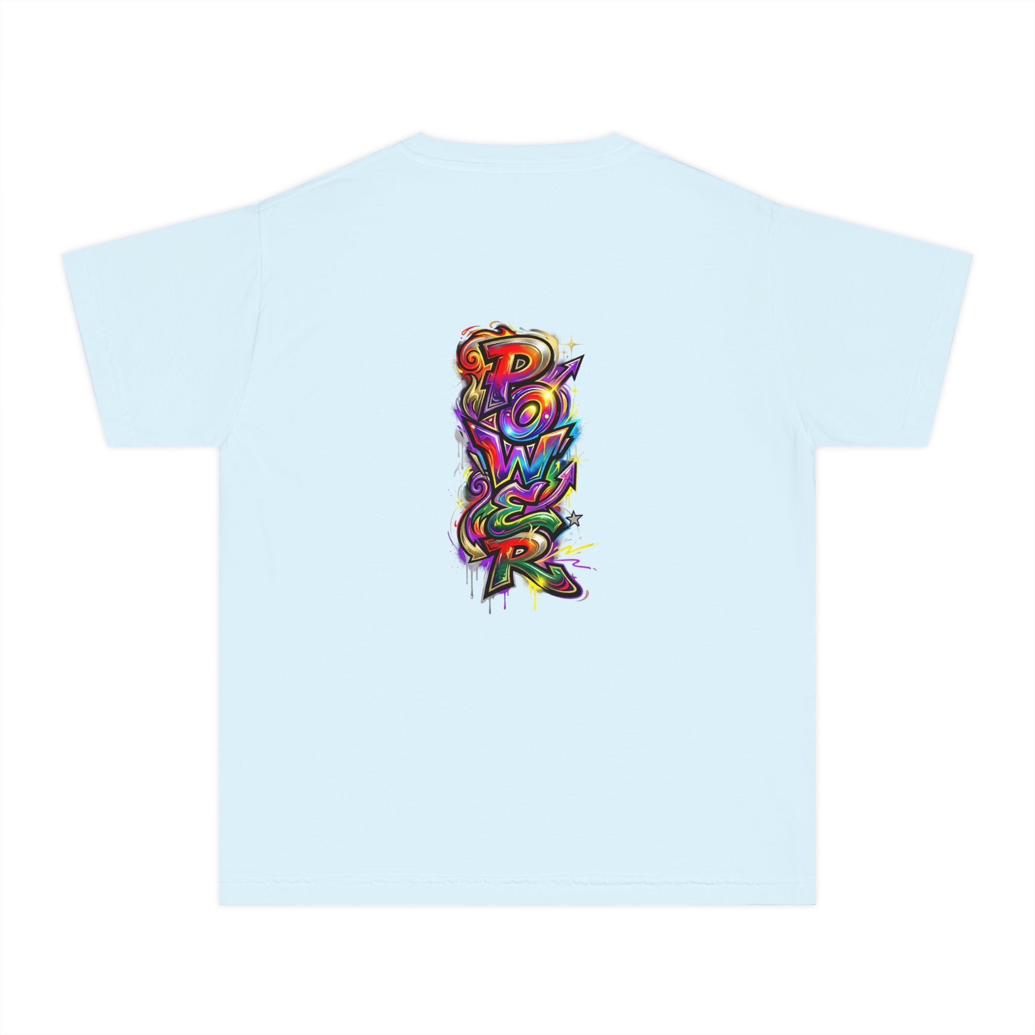Youth Tee - Colorful 'Power' Graffiti Vertical Graphic