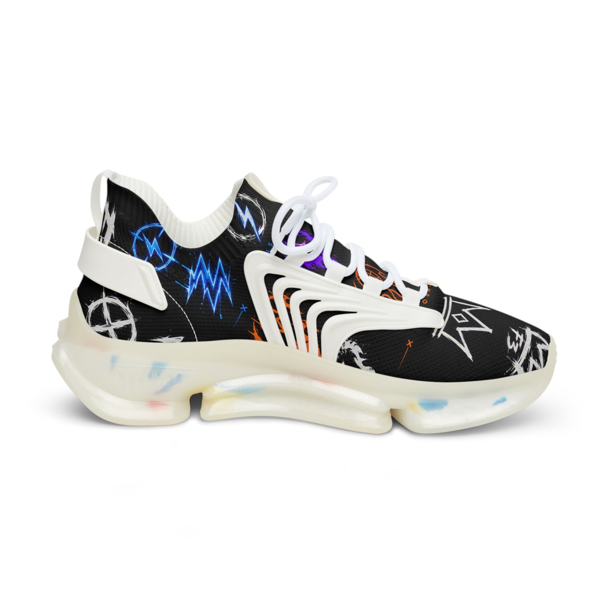 Men's Mesh Sneakers — Streetwear Graffiti Crown Print Athletic Shoes