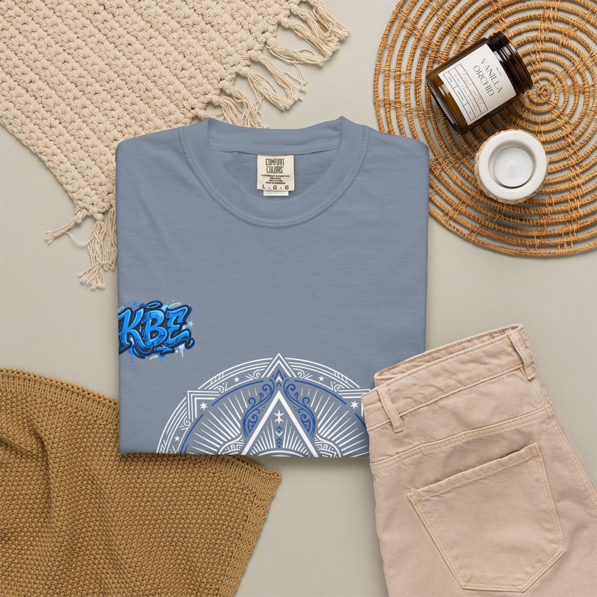T-Shirt — Blue Geometric Mandala Bandana Graphic
