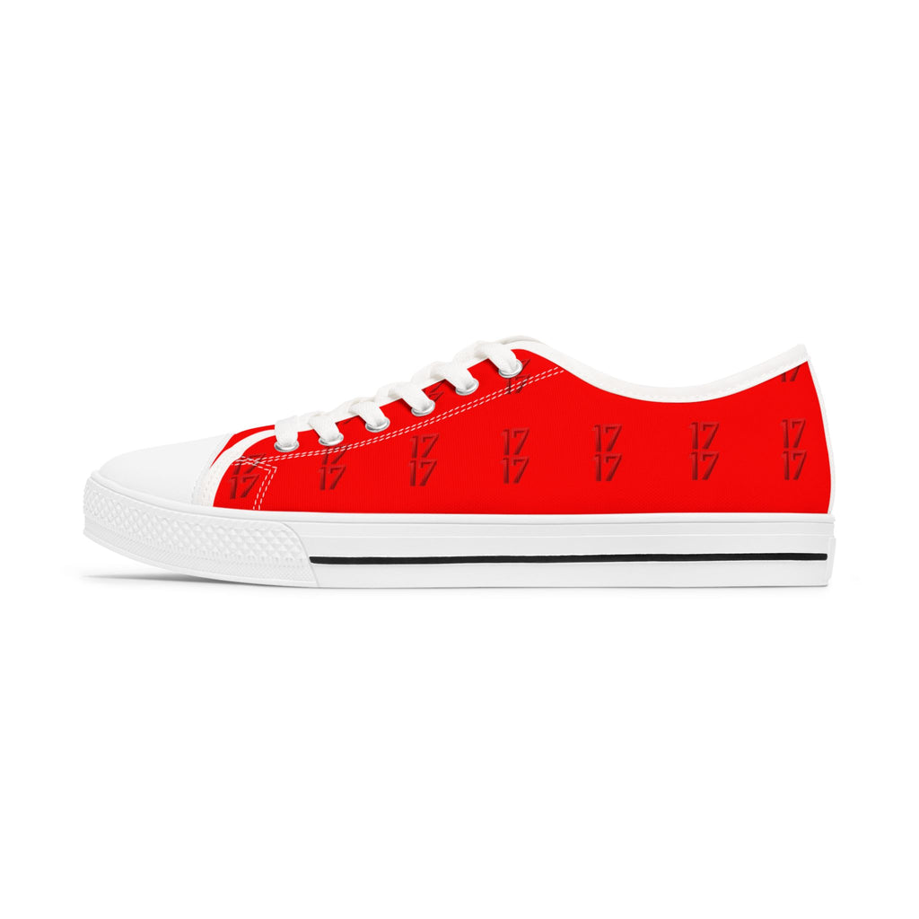 Red Rose Low Top Sneakers — Women's Floral Casual Canvas Shoes