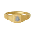 Gold Stainless Steel Square Signet Ring — Engravable Personalized Band