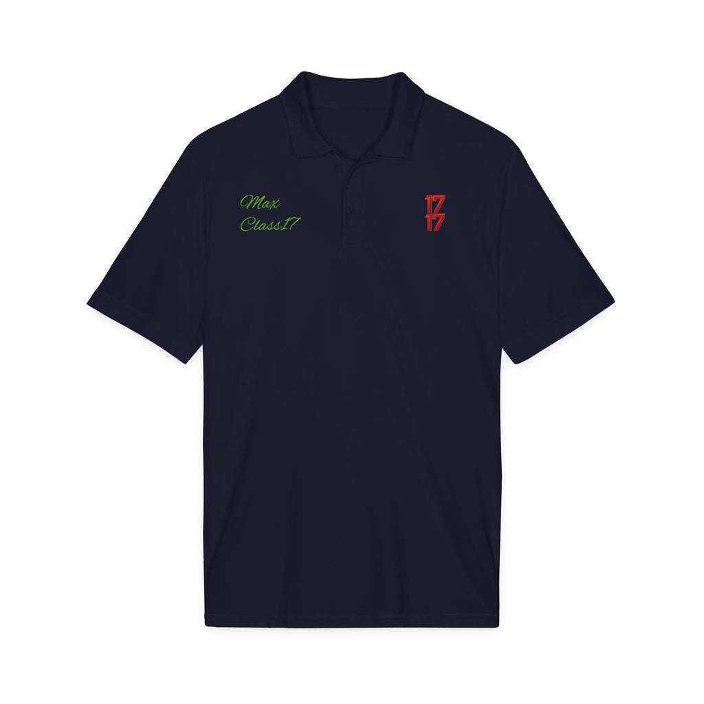 Embroidered 17/17 Polo Shirt with 'Max Crew!!' Accent