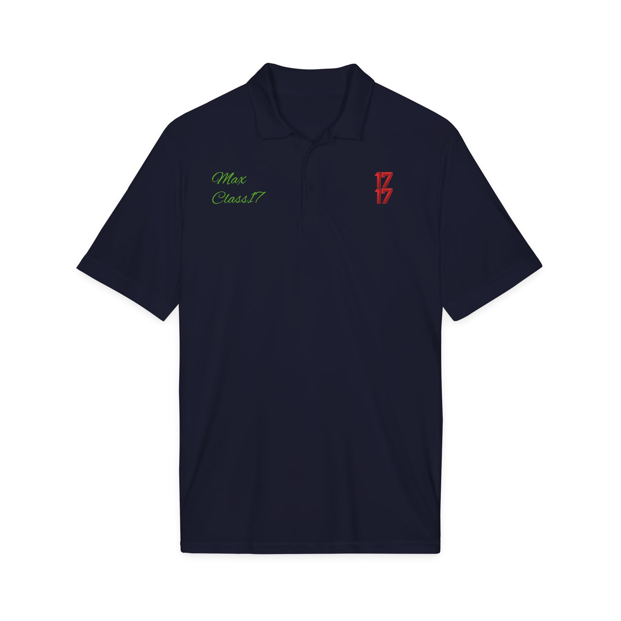 Embroidered 17/17 Polo Shirt with 'Max Crew!!' Accent