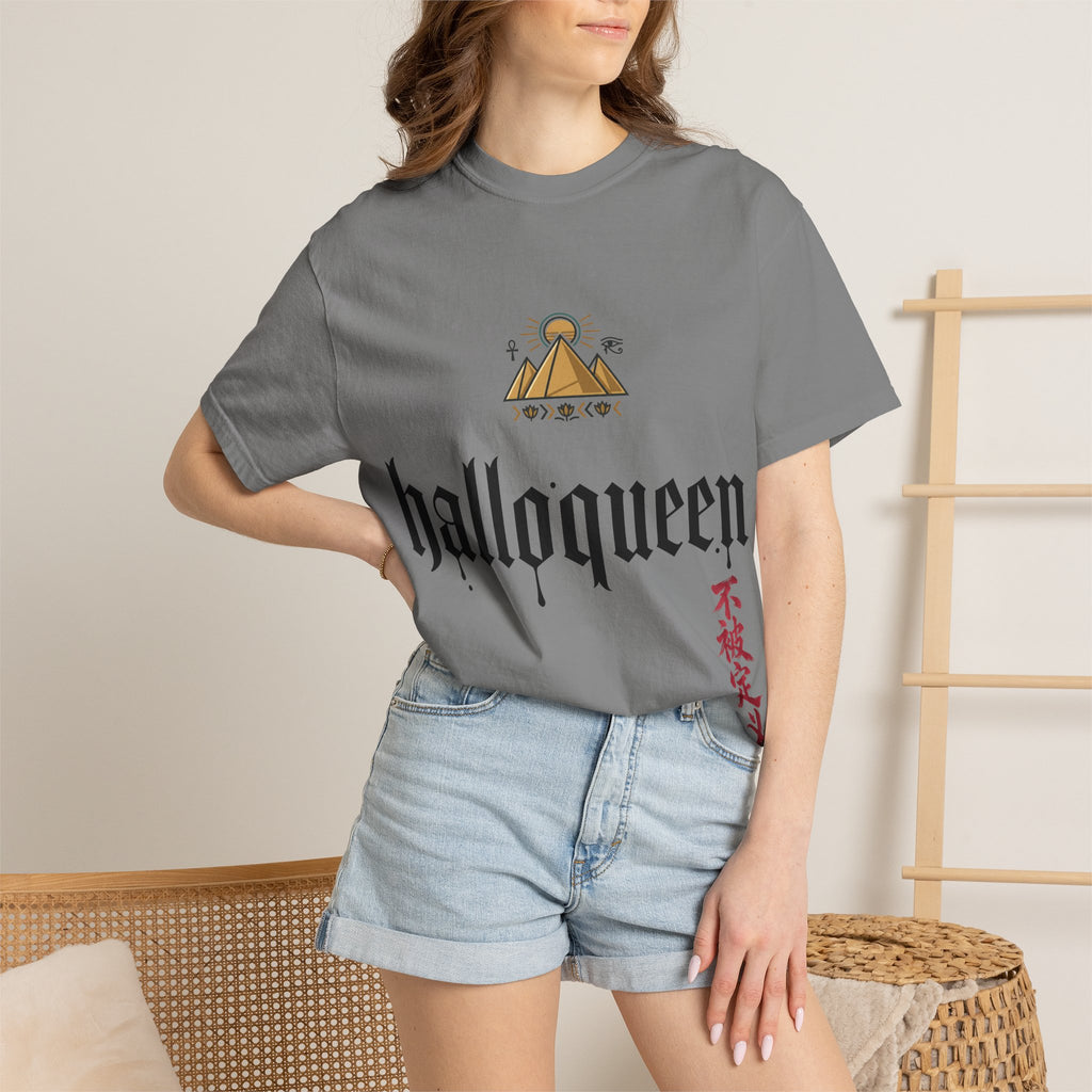 Halloqueen Graphic T-Shirt — Gothic Pyramid & All-Seeing Eye Streetwear